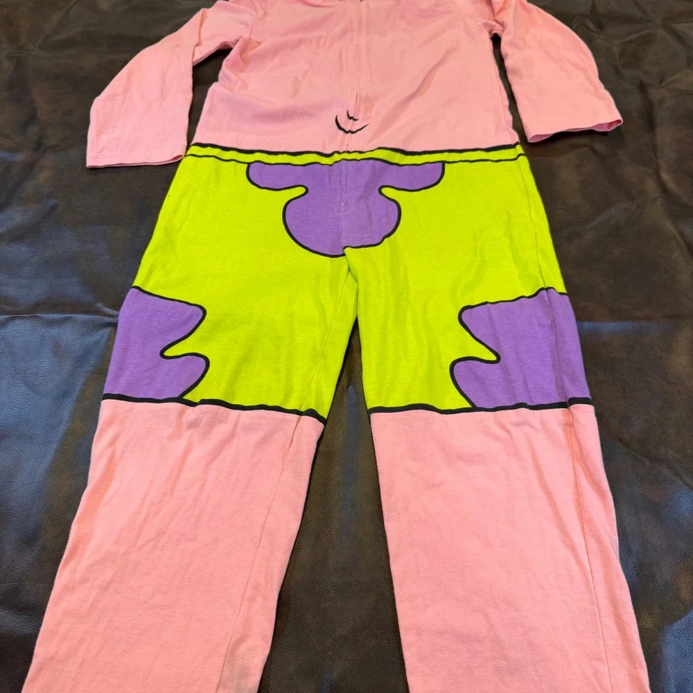Nickelodeon Patrick Star‎ Kids Pajama Suit One Piece Hooded Sleeper Sz 10-12